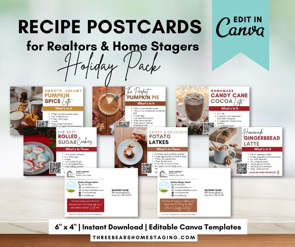 Recipe Postcards for Realtors & Home Stagers | Holiday Pack