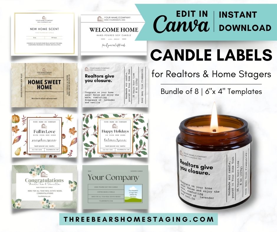 Candle Labels for Realtors & Home Stagers