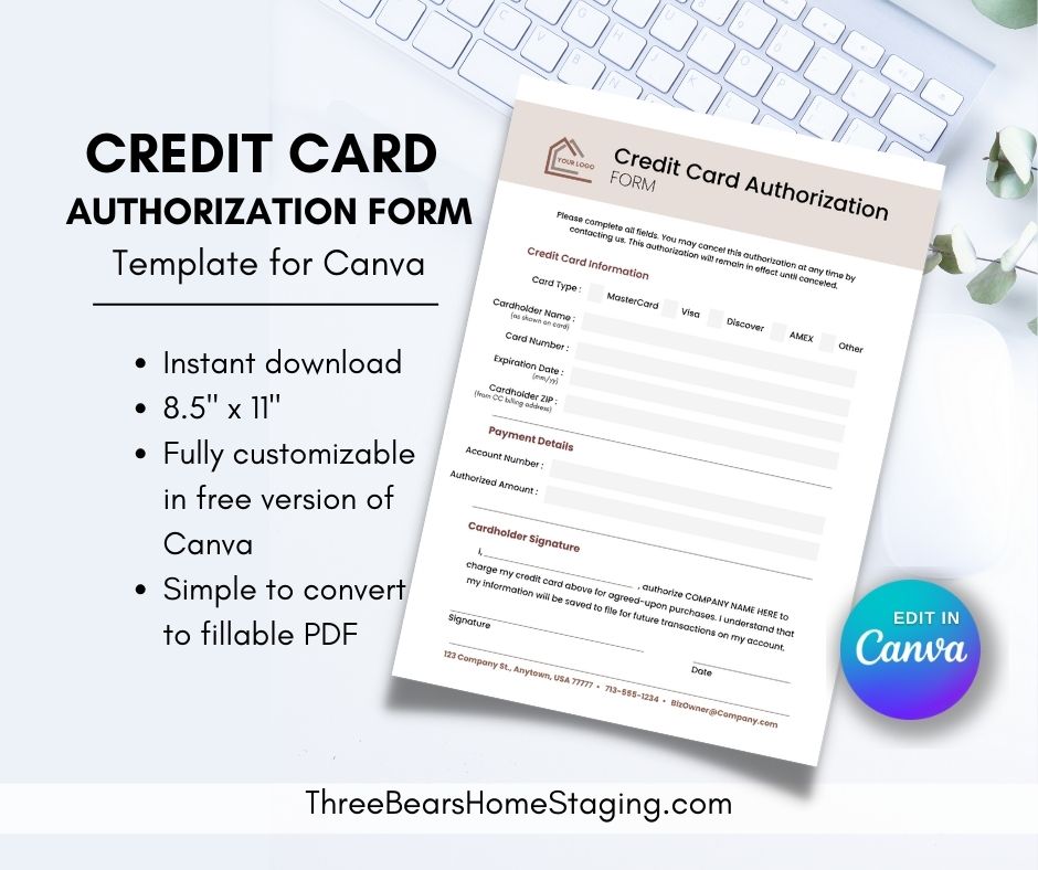 Credit Card Authorization Form Template for Canva